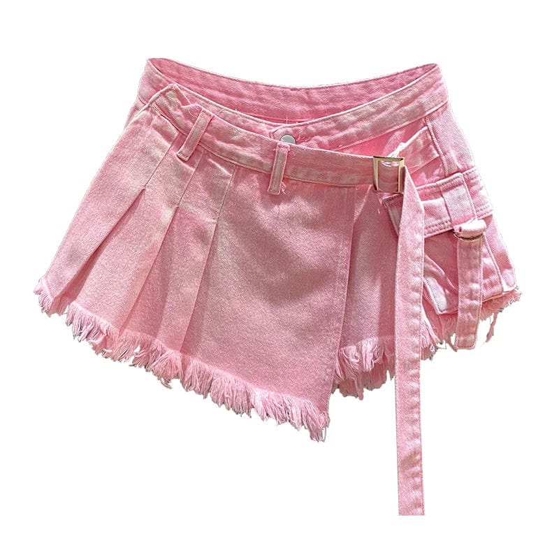 Teonclothingshop Irregular pink denim skirt