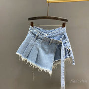 Teonclothingshop Irregular pink denim skirt