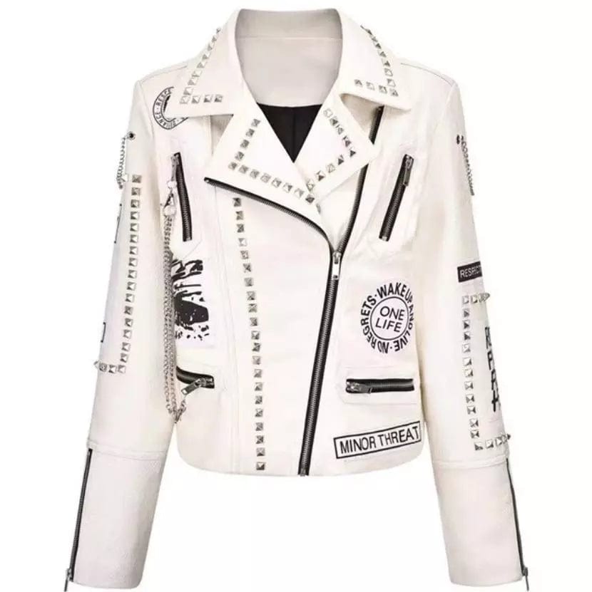 Teonclothingshop Jackets in soft pu leather with graffiti and rivets