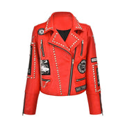 Teonclothingshop Jackets in soft pu leather with graffiti and rivets