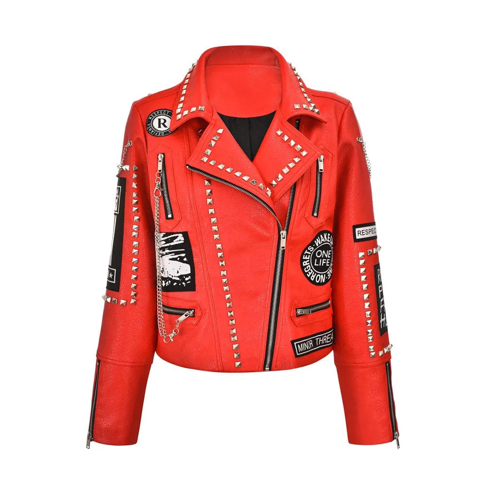 Teonclothingshop Jackets in soft pu leather with graffiti and rivets