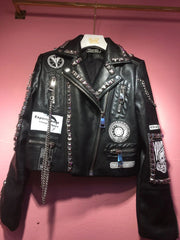 Teonclothingshop Jackets in soft pu leather with graffiti and rivets