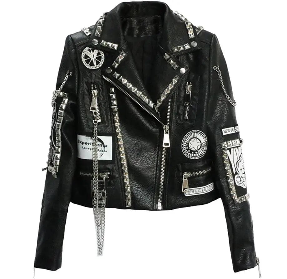 Teonclothingshop Jackets in soft pu leather with graffiti and rivets