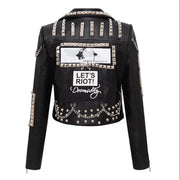 Teonclothingshop Jackets in soft pu leather with graffiti and rivets