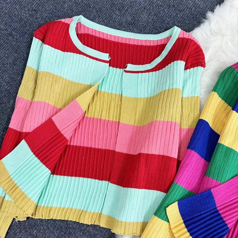 Teonclothingshop Knitted cardigan of rainbow colors