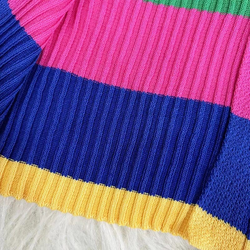 Teonclothingshop Knitted cardigan of rainbow colors