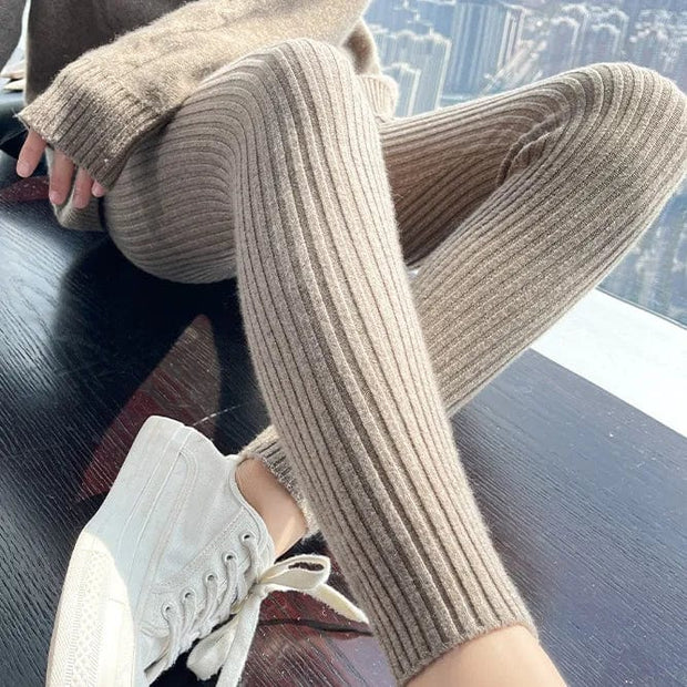 Teonclothingshop Khaki / M  40-50KG Knitted women's casual high-waisted leggings