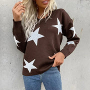 Teonclothingshop Knitted Women's Sweater Loose Casual O-neck Star