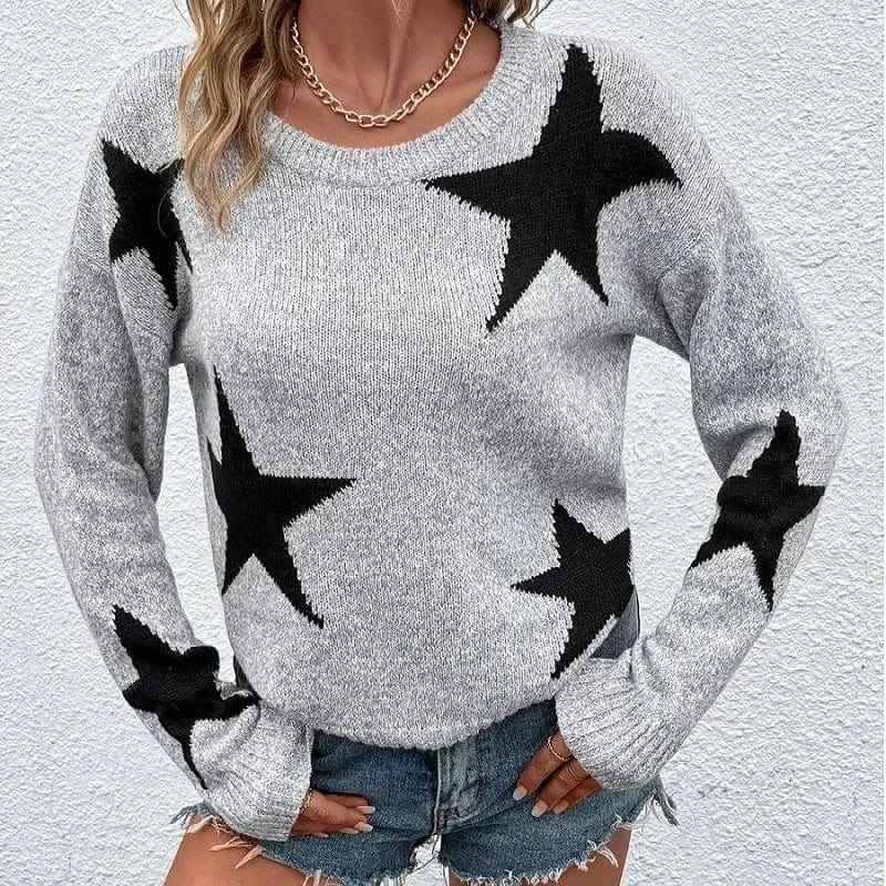 Teonclothingshop Knitted Women's Sweater Loose Casual O-neck Star