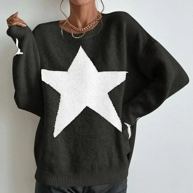 Teonclothingshop Knitted Women's Sweater Loose Casual O-neck Star