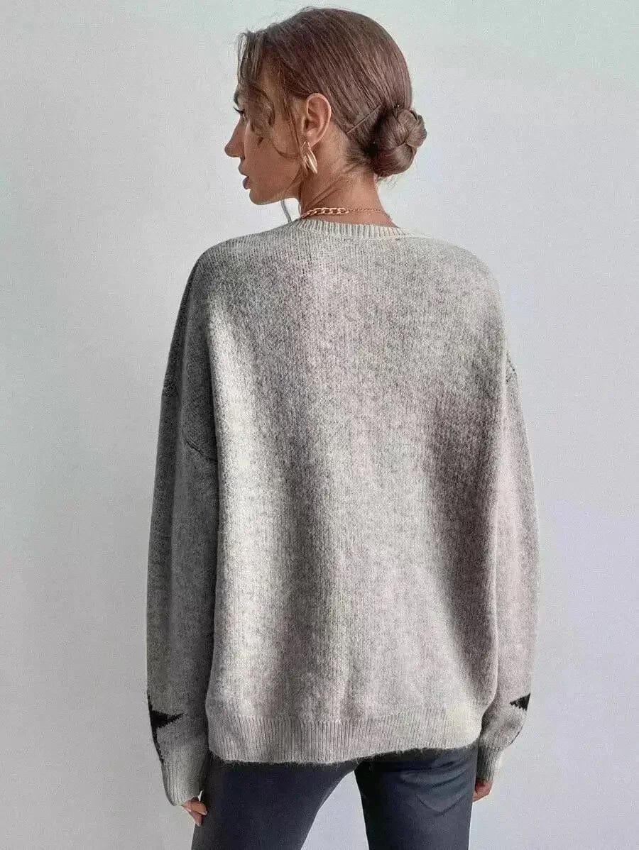 Teonclothingshop Knitted Women's Sweater Loose Casual O-neck Star