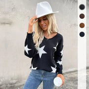 Teonclothingshop Knitted Women's Sweater Loose Casual O-neck Star