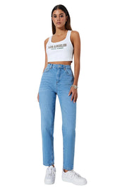 Teonclothingshop l Women's Straight Mom High Waist Denim Jeans