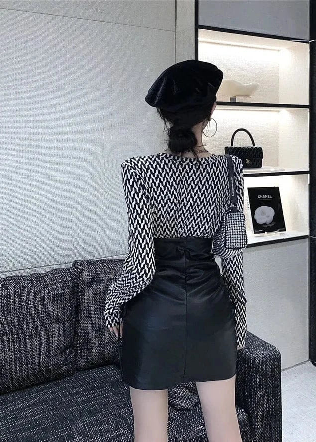 Lace-up High Waist PU Leather Mini Skirt