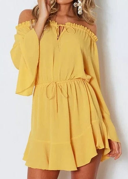 Teonclothingshop Ladies Bohemia Solid Color Elegant Dresses