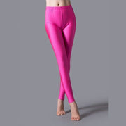 Teonclothingshop Rose / S Leggings Shiny Elastic Casual Pants Fluorescent Spandex Candy Knit Ankle Bottoms