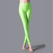 Teonclothingshop Leggings Shiny Elastic Casual Pants Fluorescent Spandex Candy Knit Ankle Bottoms