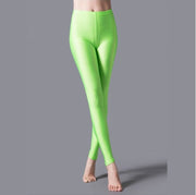 Teonclothingshop Fluorescence green / S Leggings Shiny Elastic Casual Pants Fluorescent Spandex Candy Knit Ankle Bottoms