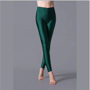 Teonclothingshop Dark green / S Leggings Shiny Elastic Casual Pants Fluorescent Spandex Candy Knit Ankle Bottoms