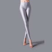 Teonclothingshop silver gray / S Leggings Shiny Elastic Casual Pants Fluorescent Spandex Candy Knit Ankle Bottoms