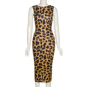 Teonclothingshop Leopard print dress, women's fashion sleeveless dress