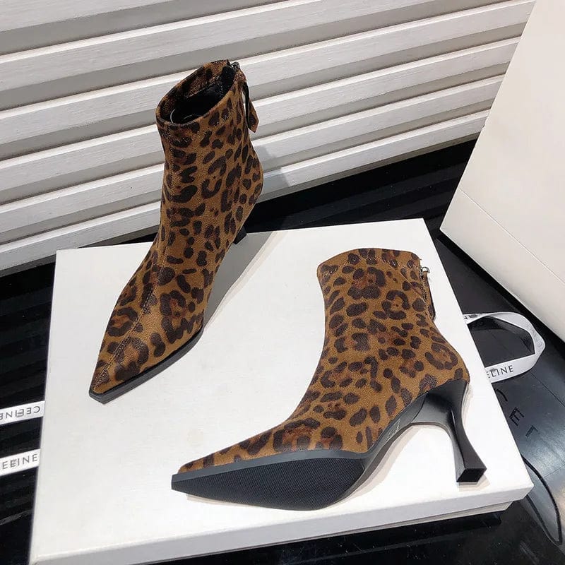 Teonclothingshop Leopard Print Women Ankle Boots Fashion Elegant