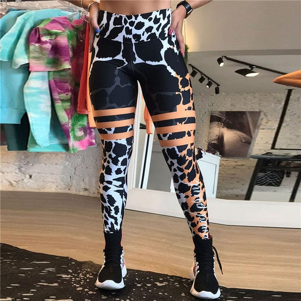 Teonclothingshop Leopard Stripe 3D Print Women's Pants Push Up Sports Running Leggings