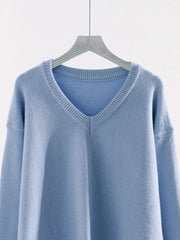 Teonclothingshop Light Blue V Neck Women's Sweater