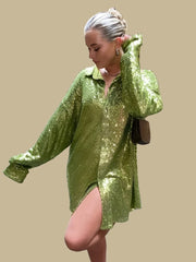 Teonclothingshop Long-sleeved blouses with sequins