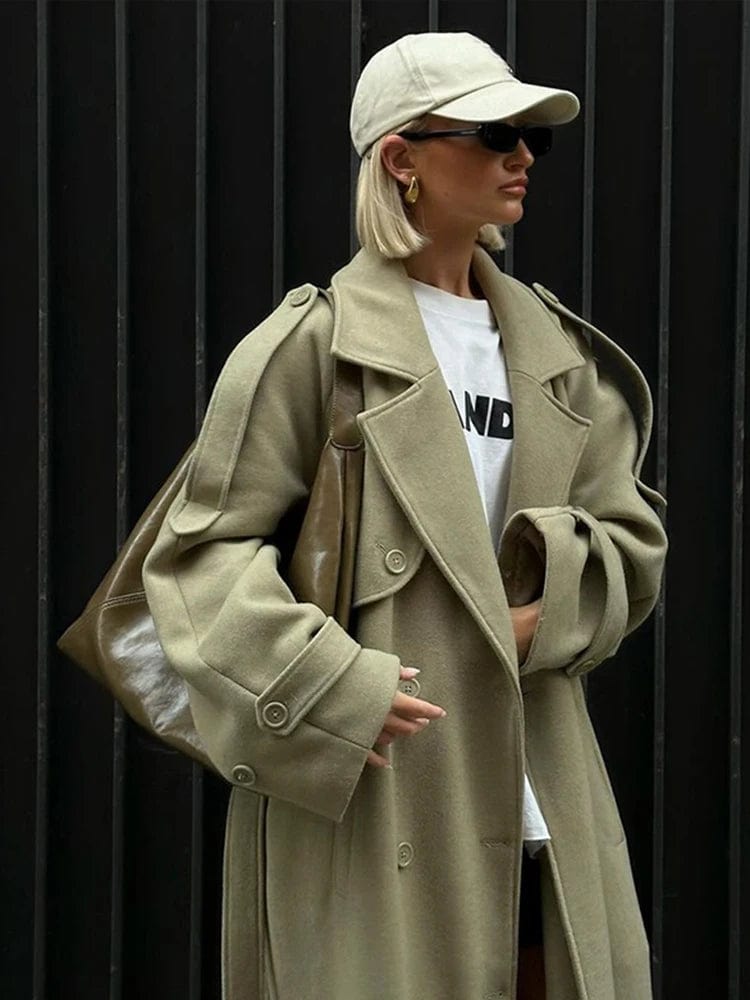 Teonclothingshop Long wool lapel coat