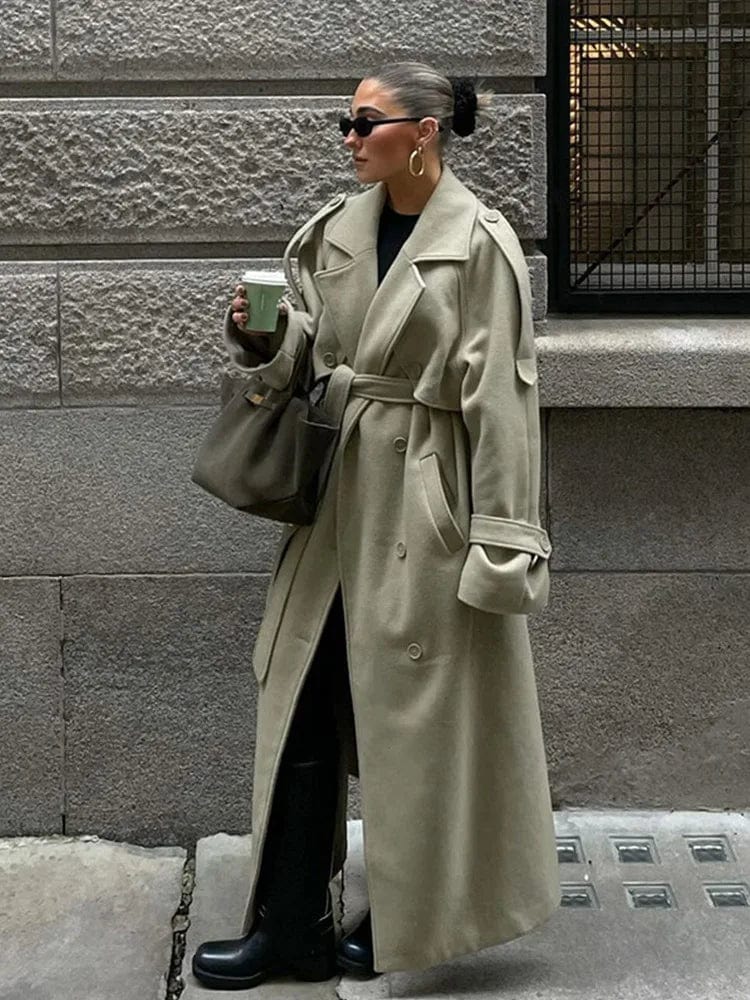 Teonclothingshop Long wool lapel coat