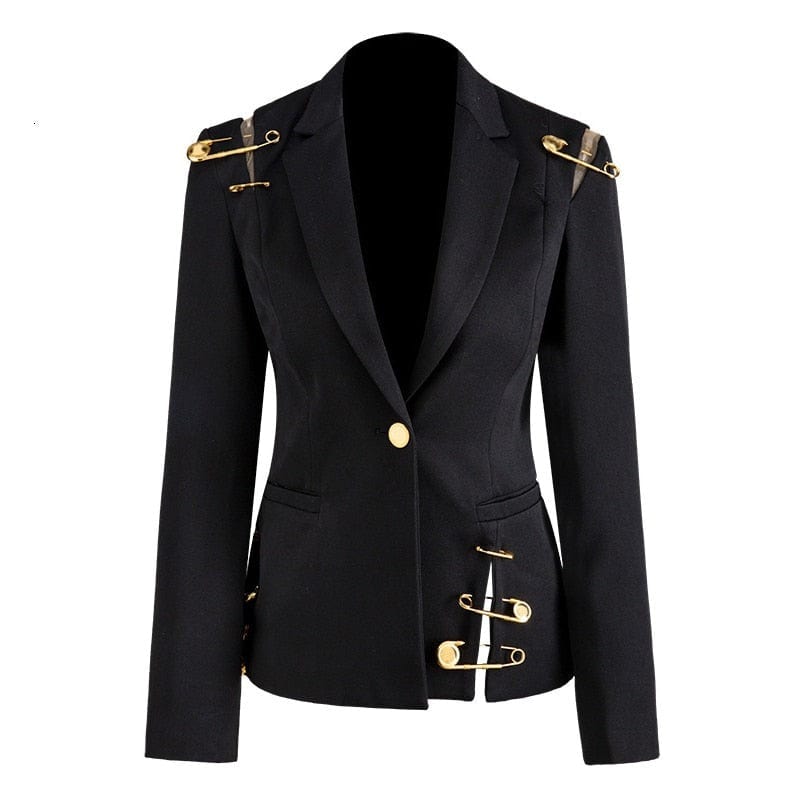 Teonclothingshop Loose fit black hollow spicy jackets, blazer, new rever long sleeves fashion coat 2023