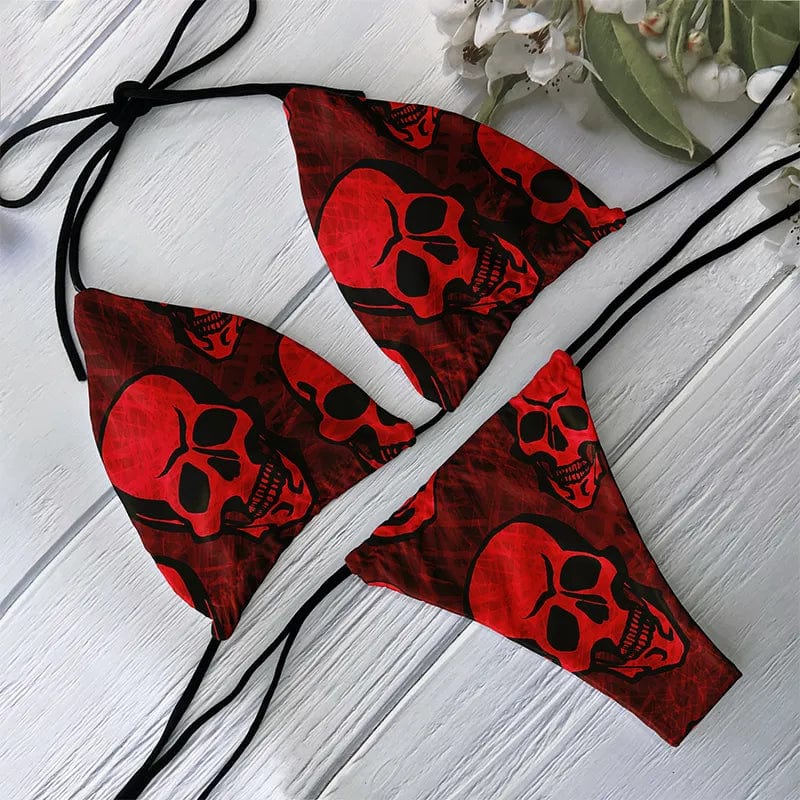 Teonclothingshop Low-waisted skull printed swimsuit