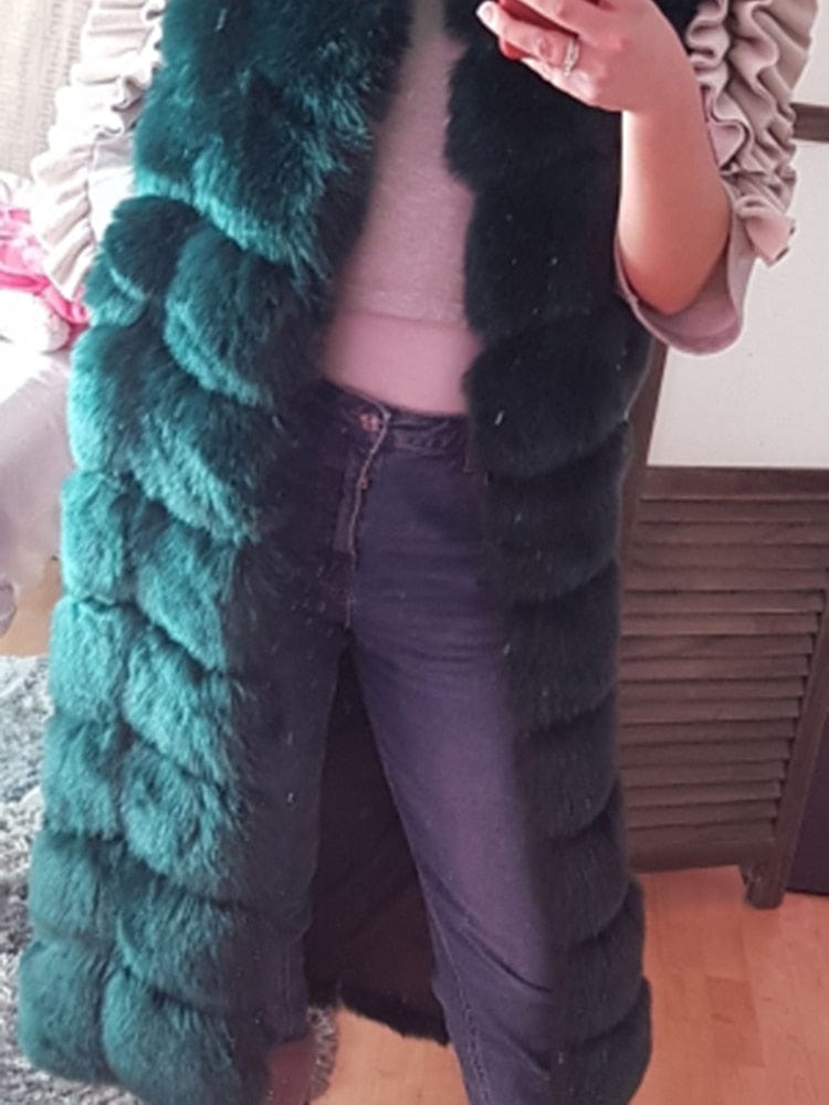 Teonclothingshop Luxury women's X-long faux fur vest