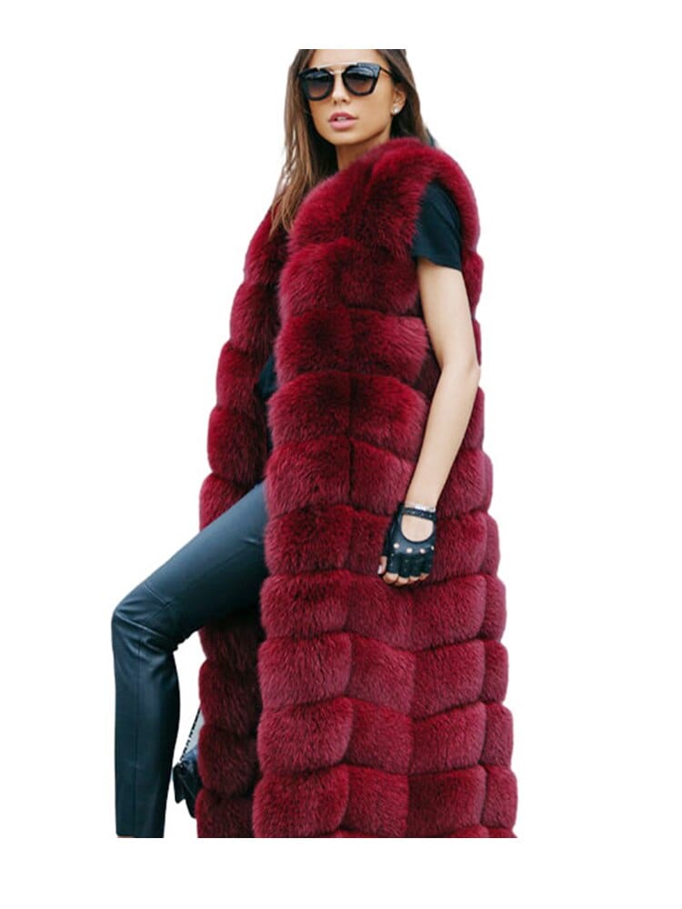 Teonclothingshop Luxury women's X-long faux fur vest