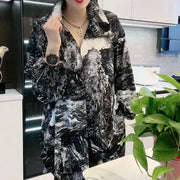 Teonclothingshop 2 / M(40-47.5kg) Mid-Length Blouse With Print Spring New Loose Top