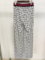 Teonclothingshop Monogram Printed Velvet Straight Pants for Women - 2023 FW Designer Trousers