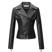 Teonclothingshop Motorcycle Leather Jacket with Zipper for Women