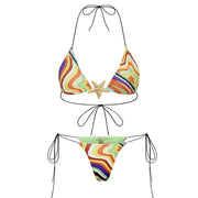 Teonclothingshop Multicolored women's swimsuit with colorful stripes