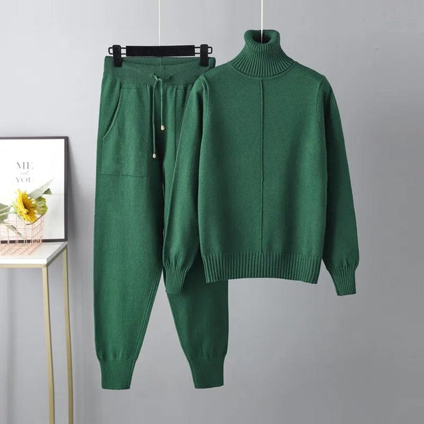 Teonclothingshop Green / One Size New 2 Pieces Set Women Knitted Tracksuit