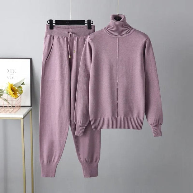 Teonclothingshop Purple / One Size New 2 Pieces Set Women Knitted Tracksuit