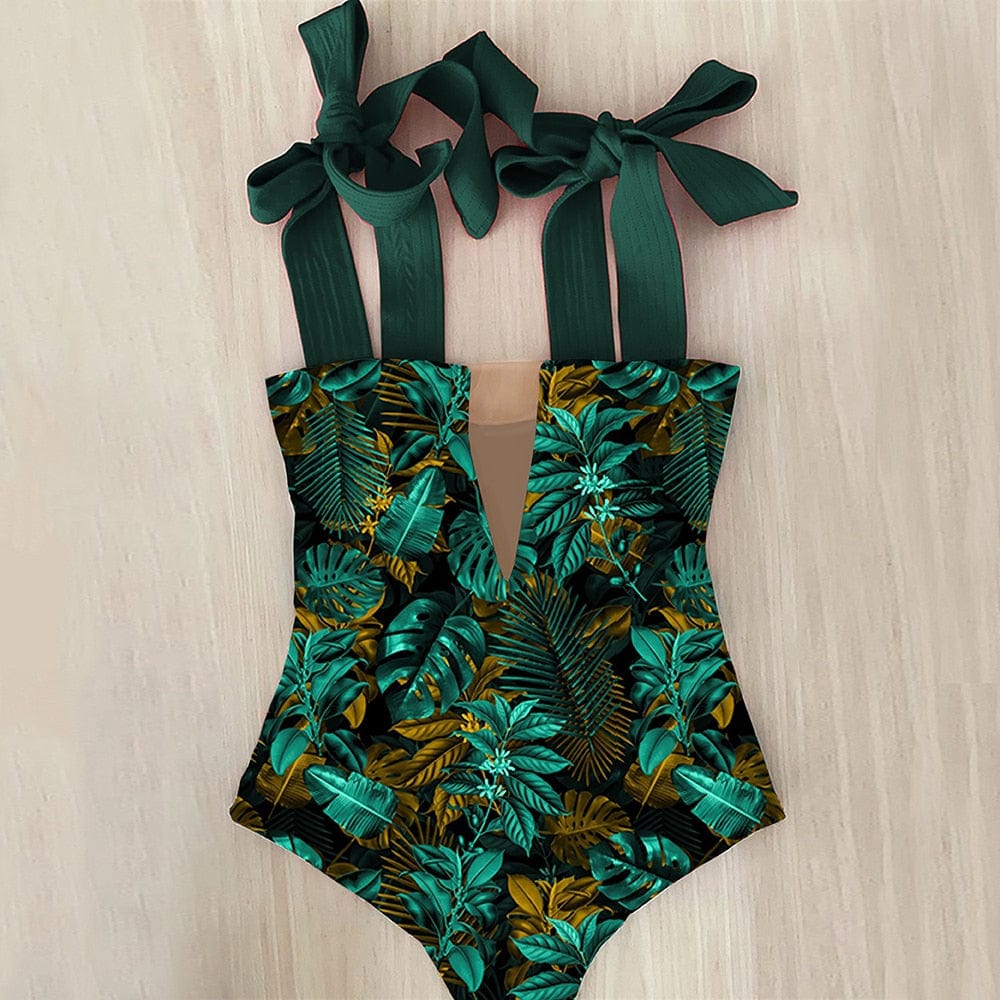 Teonclothingshop New 2023 Strappy One Piece Swimsuit Floral Print Swimwear