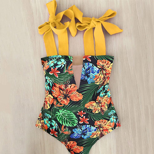Teonclothingshop JSN11008Y1 / S New 2023 Strappy One Piece Swimsuit Floral Print Swimwear