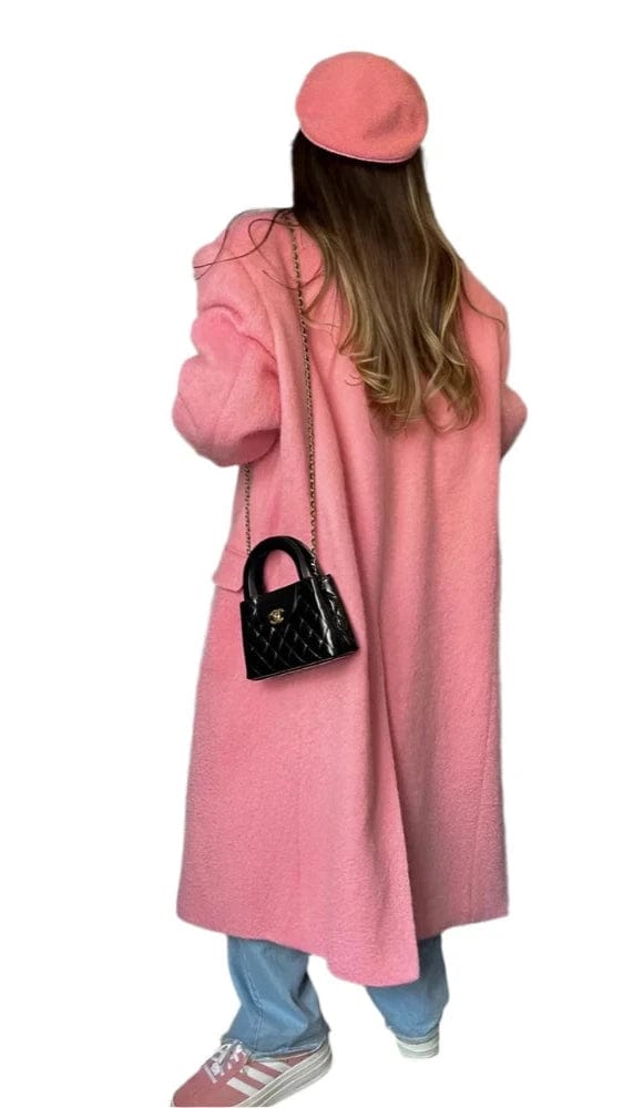 Teonclothingshop New Arrival Pink Woolen Long Coats