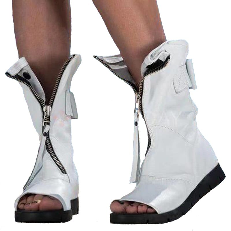 Teonclothingshop NEW Black White Open Toe Flat Platform Gladiator Sandals Women's Summer Boots