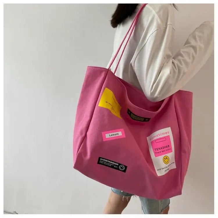 Teonclothingshop New Candy Color Large Canvas Totes For Women Cotton Bag