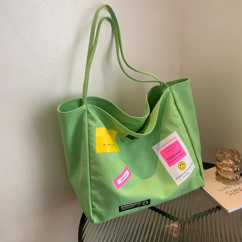 Teonclothingshop New Candy Color Large Canvas Totes For Women Cotton Bag