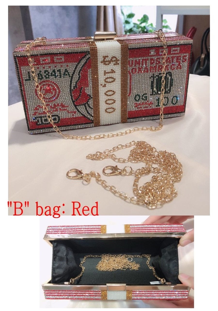 Teonclothingshop New Crystal Money USD Bags