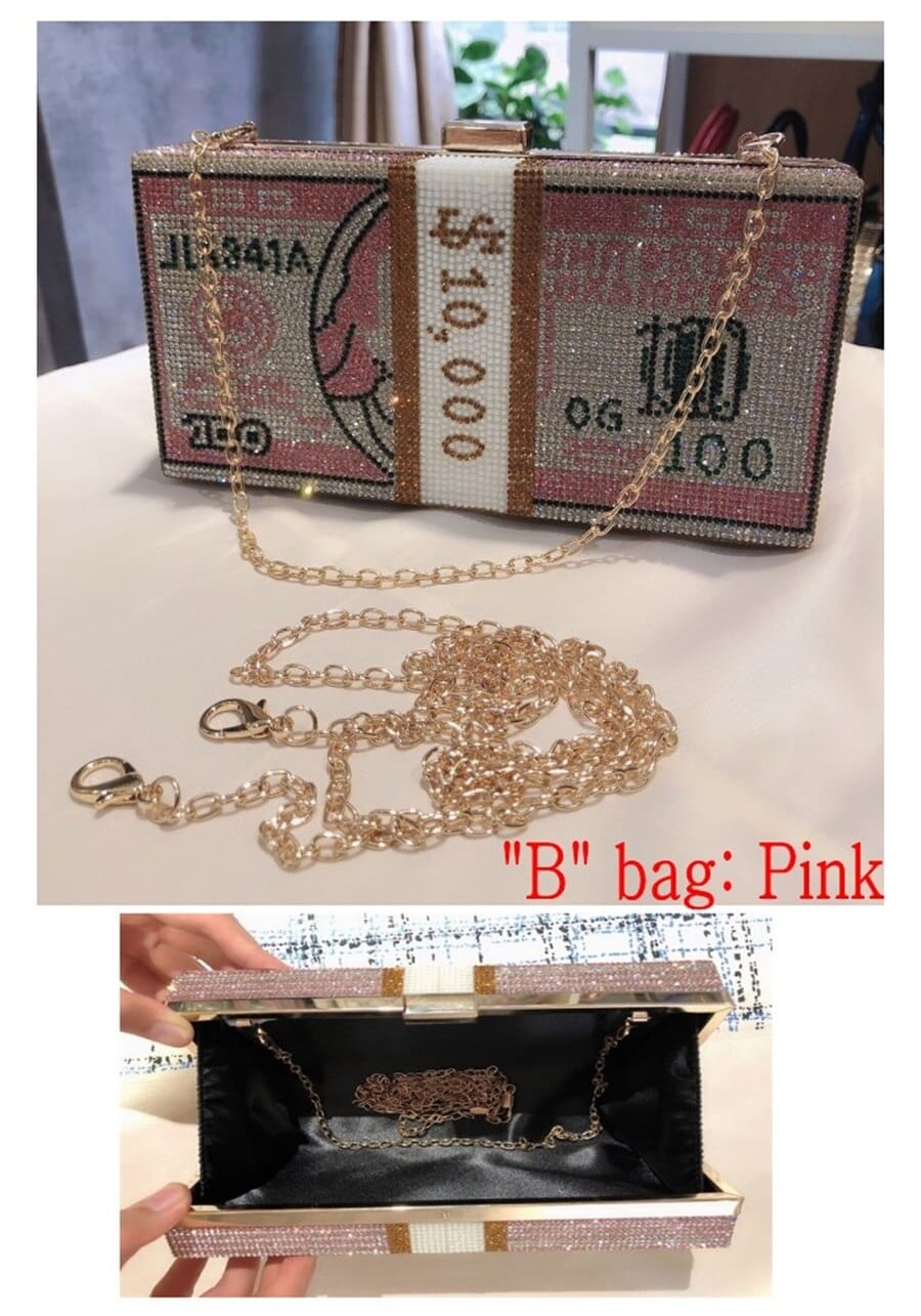 Teonclothingshop New Crystal Money USD Bags