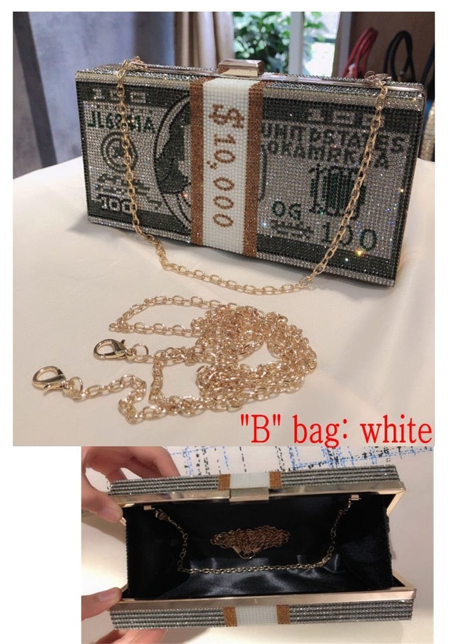 Teonclothingshop New Crystal Money USD Bags